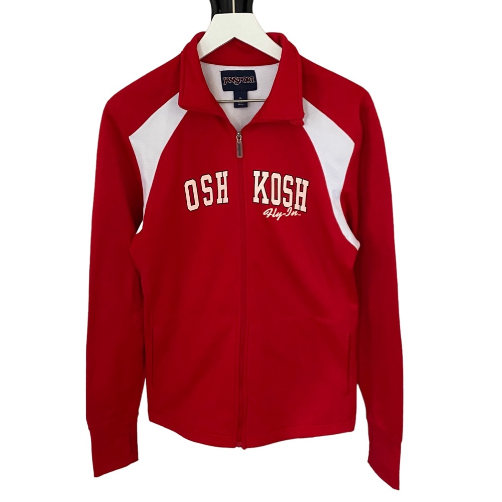 JANSPORT Oshkosh Air Show Fly-In Full Zip Sweatshirt Jacket Size XL - Red